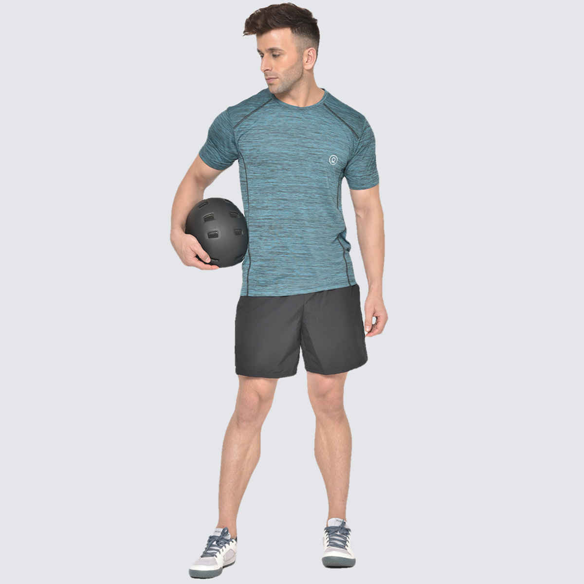 Chkokko Men's Round Neck Regular Fit Half Sleeves Gym T-shirt | Seagreen - L