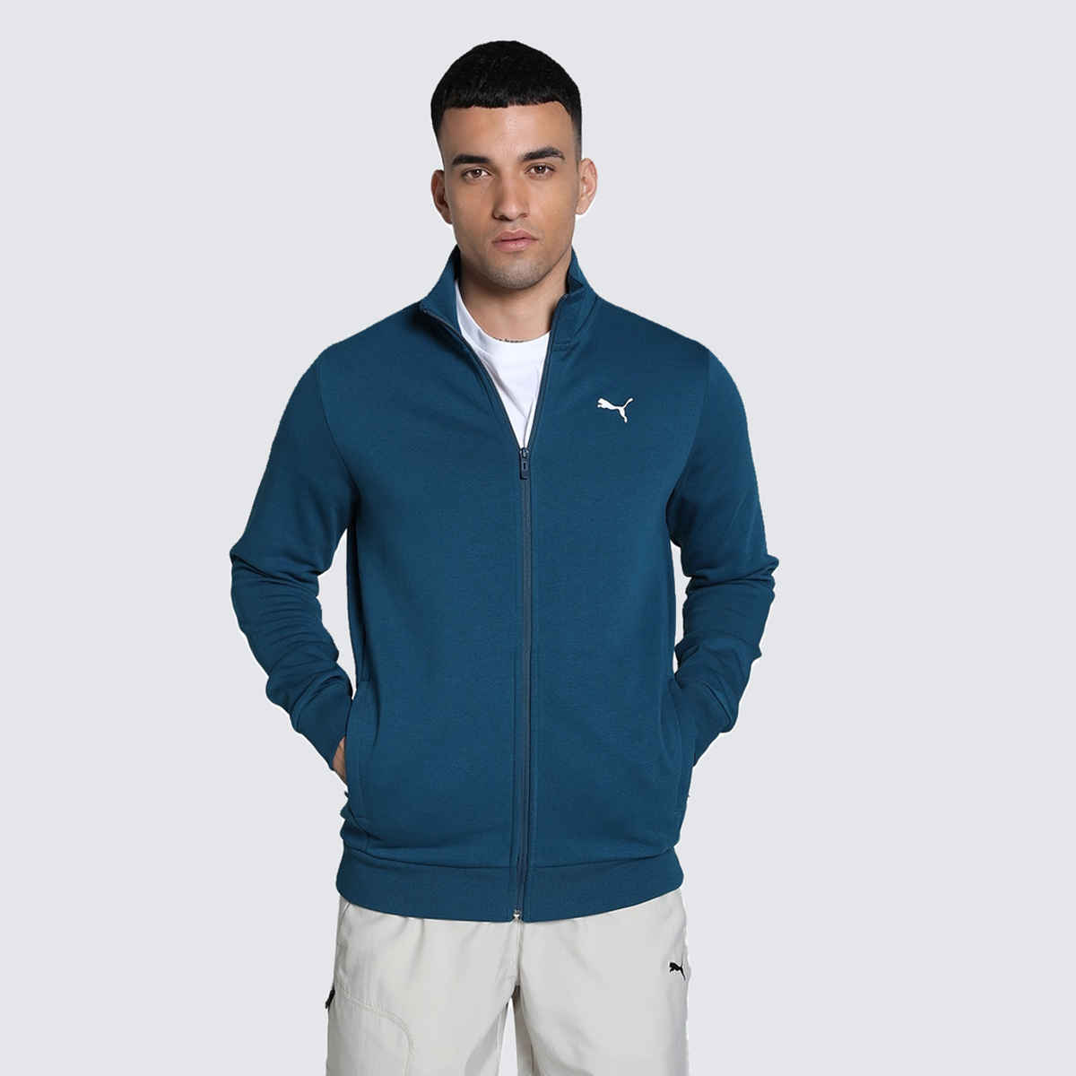 Puma Men's Slim Fit Zippered Sweat Jacket | Blue | M