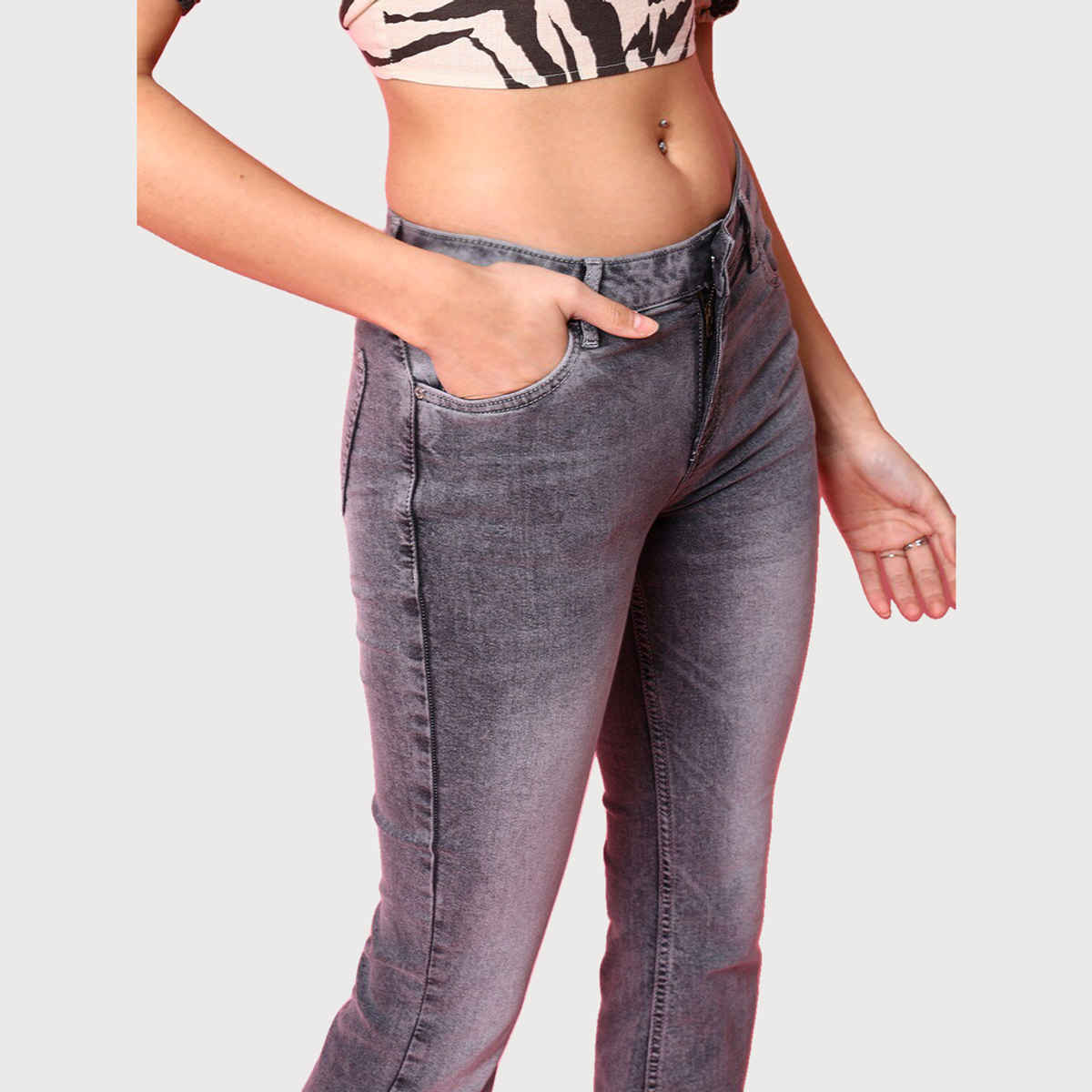 Freehand Women's Light Wash Bootcut Denim Jeans | Grey - 28