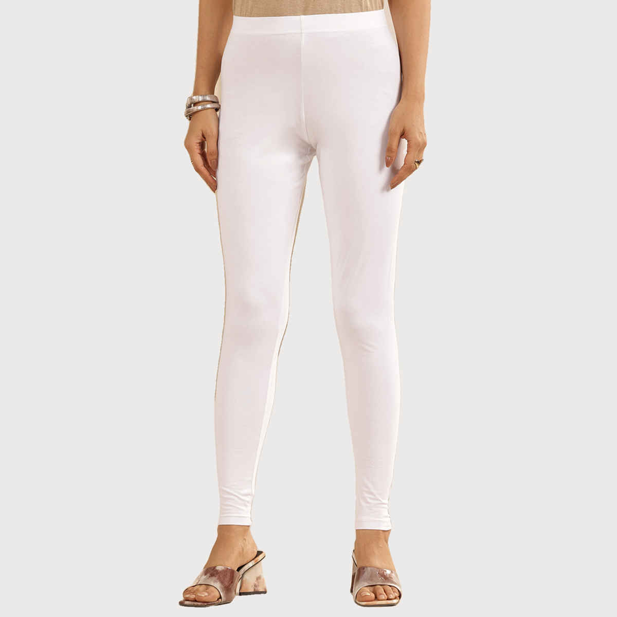 Libas Women's Solid Cotton Blend Legging | White - M