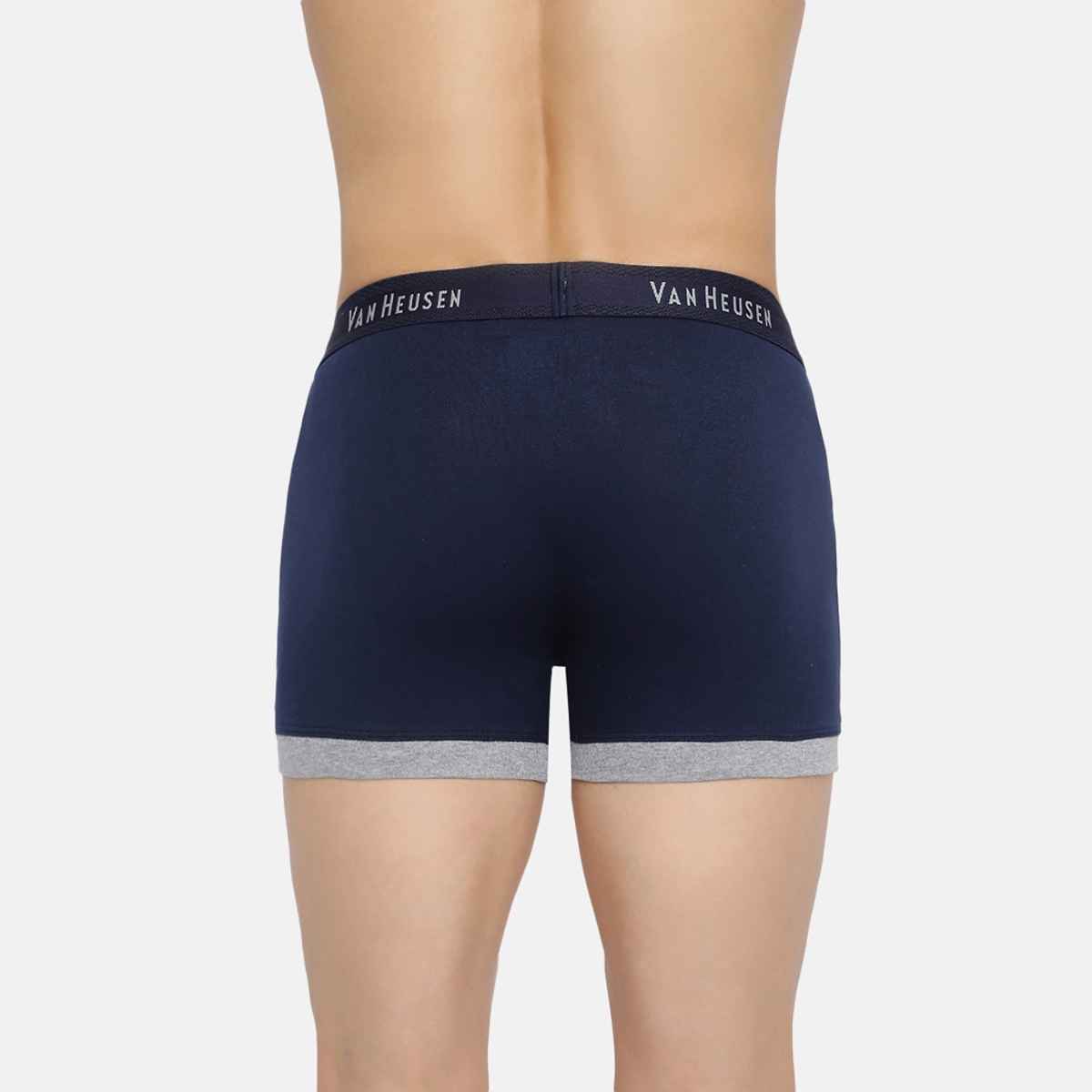 Van Heusen Men Pack Of 2 Anti Bacterial & Colour Fresh Trunks - Olive Melange, Dark Navy-L