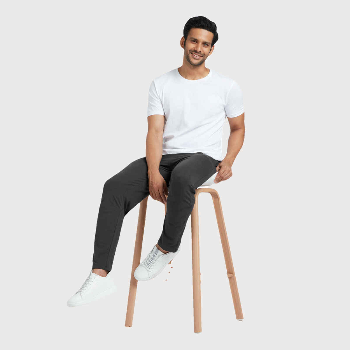 XYXX Ace IntelliSoft Cotton Modal Solid Loungewear Relaxed Fit | 2 Zipper Side pockets | Grey- XL