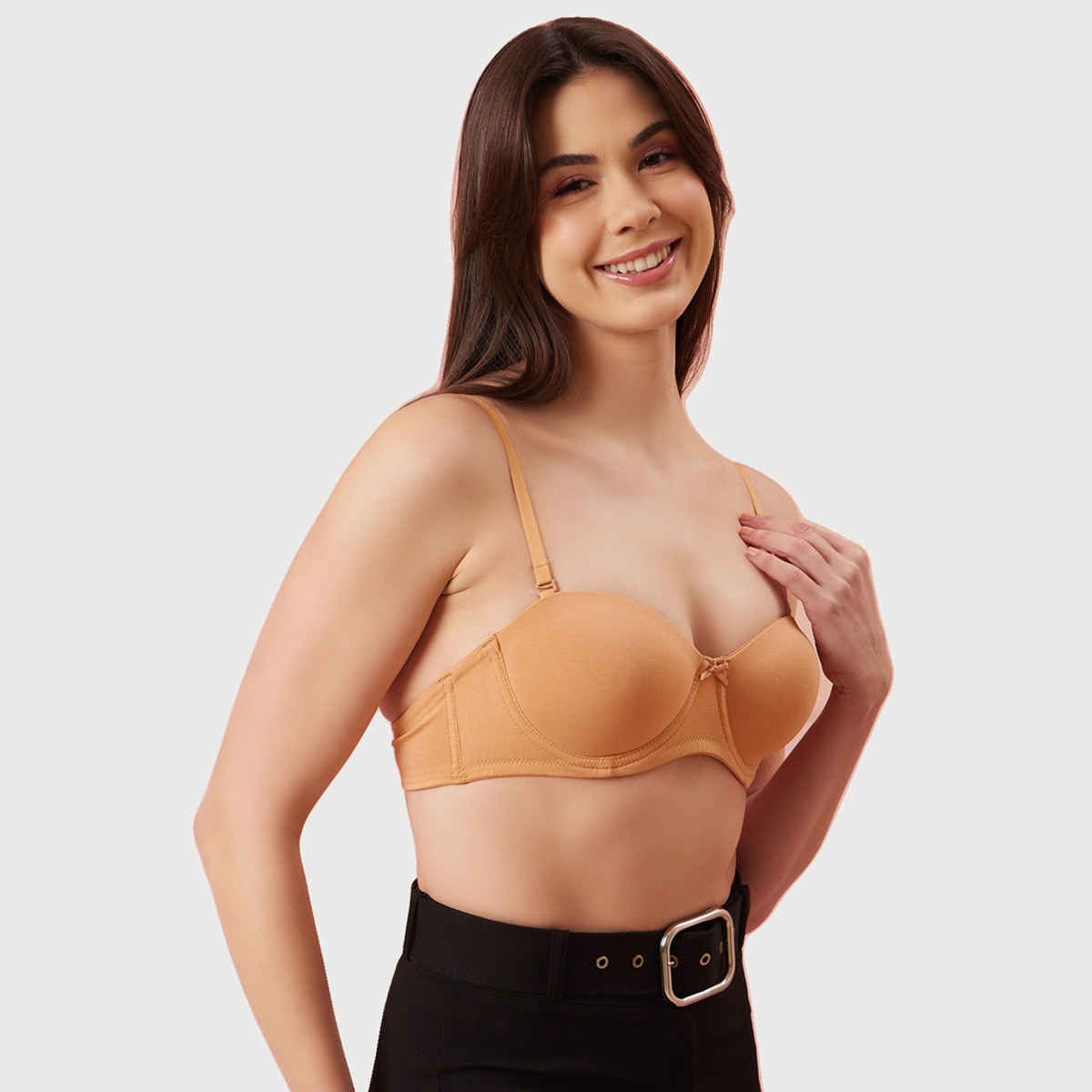 Clovia Women Cotton Padded Underwired Multiway Strapless Balconette T-Shirt Bra | Nude | 40B