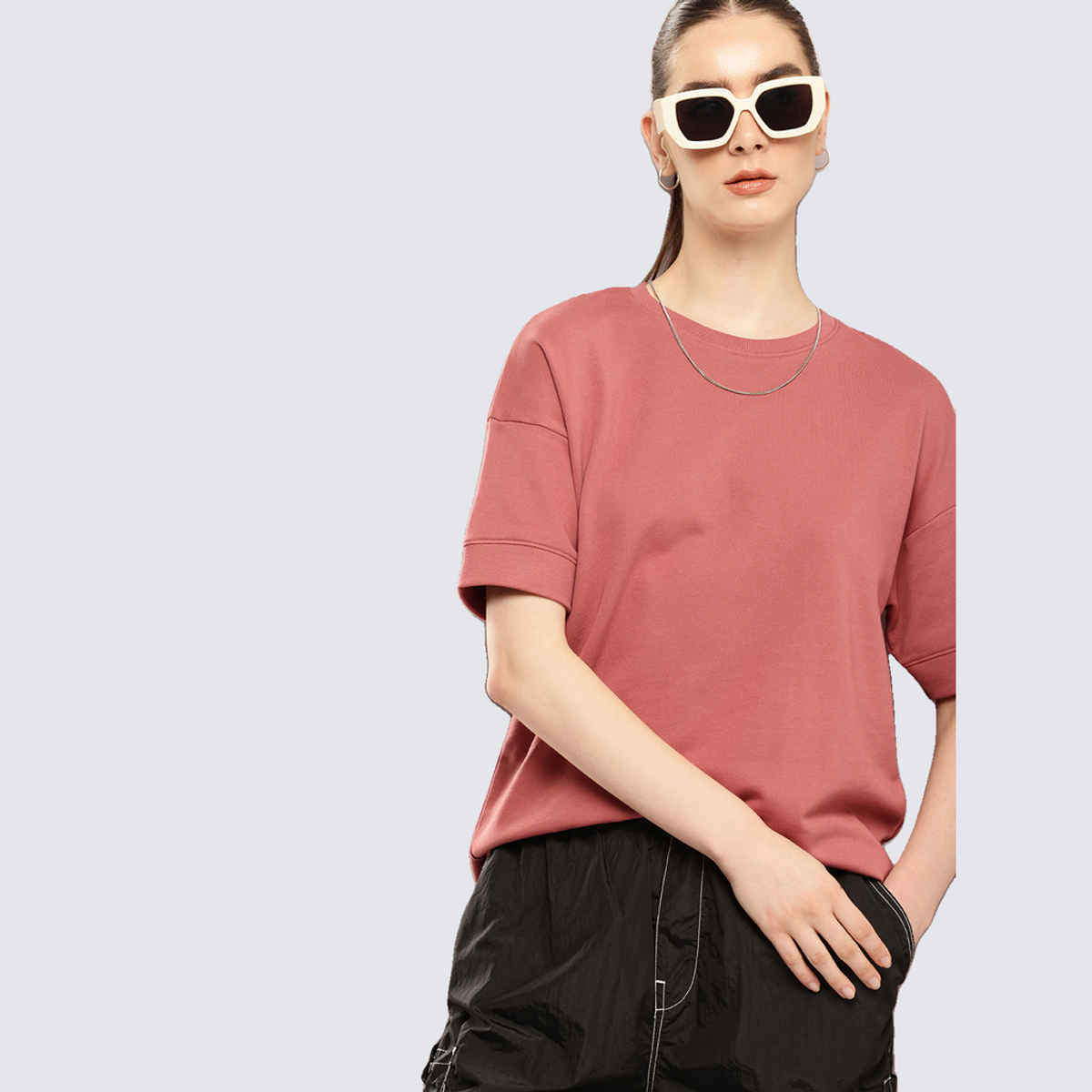 Dillinger Women's Drop Shoulder Oversized T-shirt | Mauve - XL