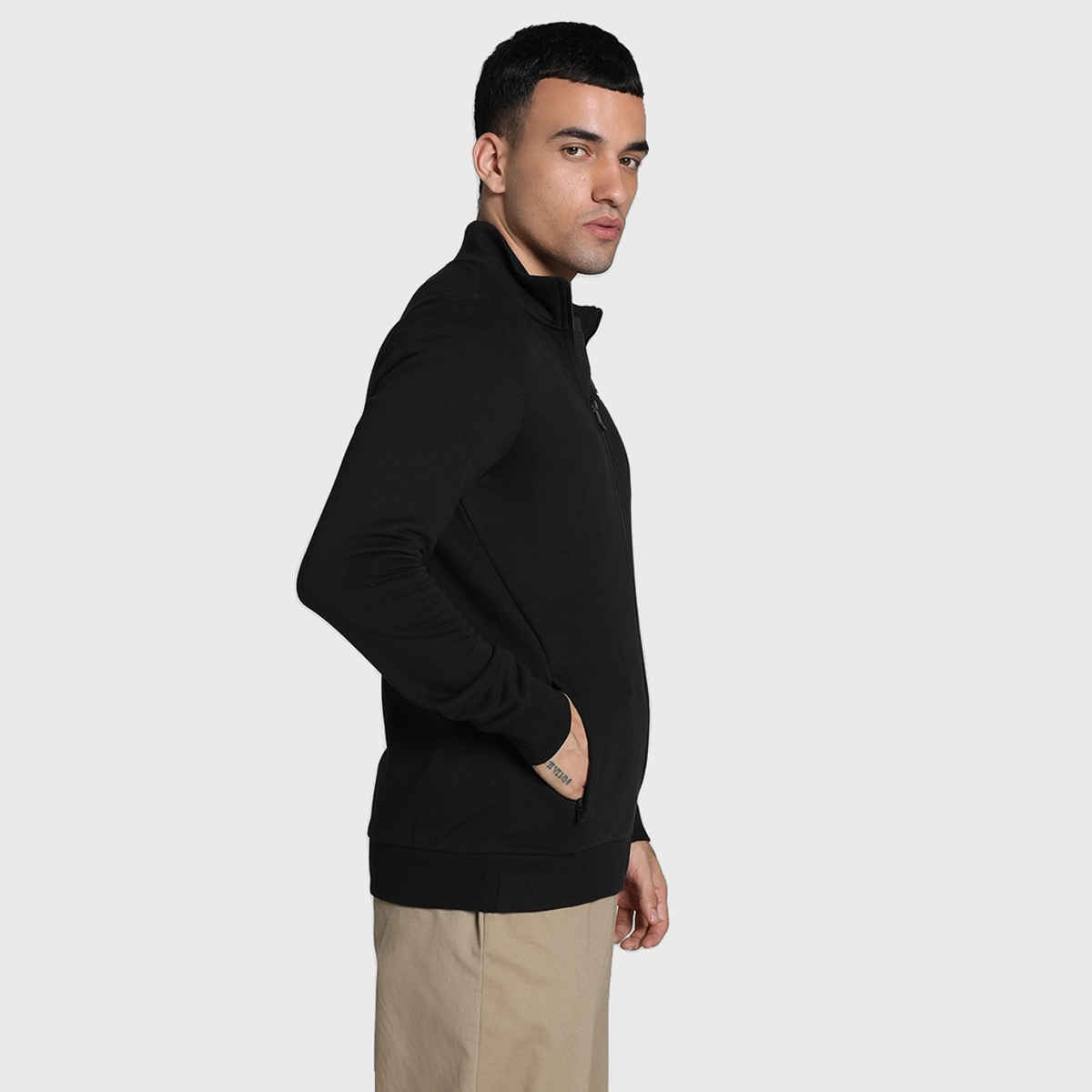 Puma Men's Zippered Slim Fit Sweat Jacket | Black | L