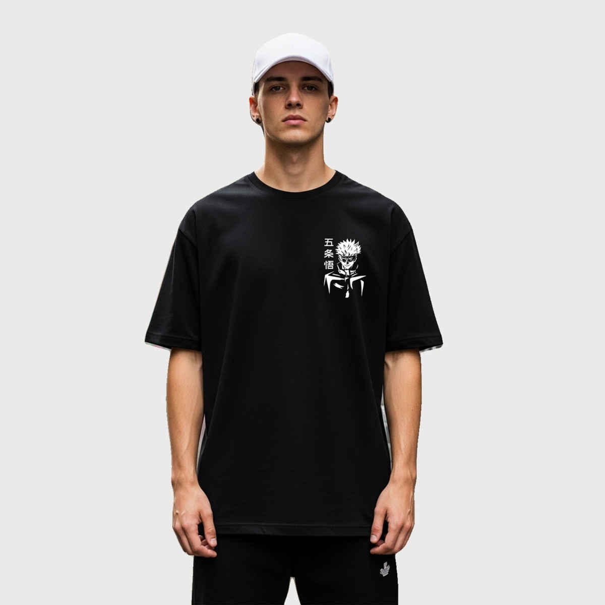 BENNY BROOKS Men's Round Neck half sleeve Oversized T-shirt |AA(ARN)BLACK131 | Black - L