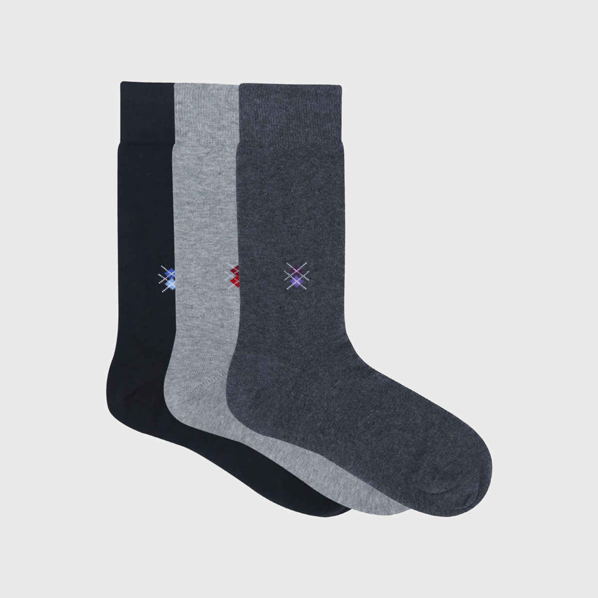 SocksXpress by Balenzia Men's Crew Socks | Formal | Black, L.Grey, D.Grey | Cotton Spandex