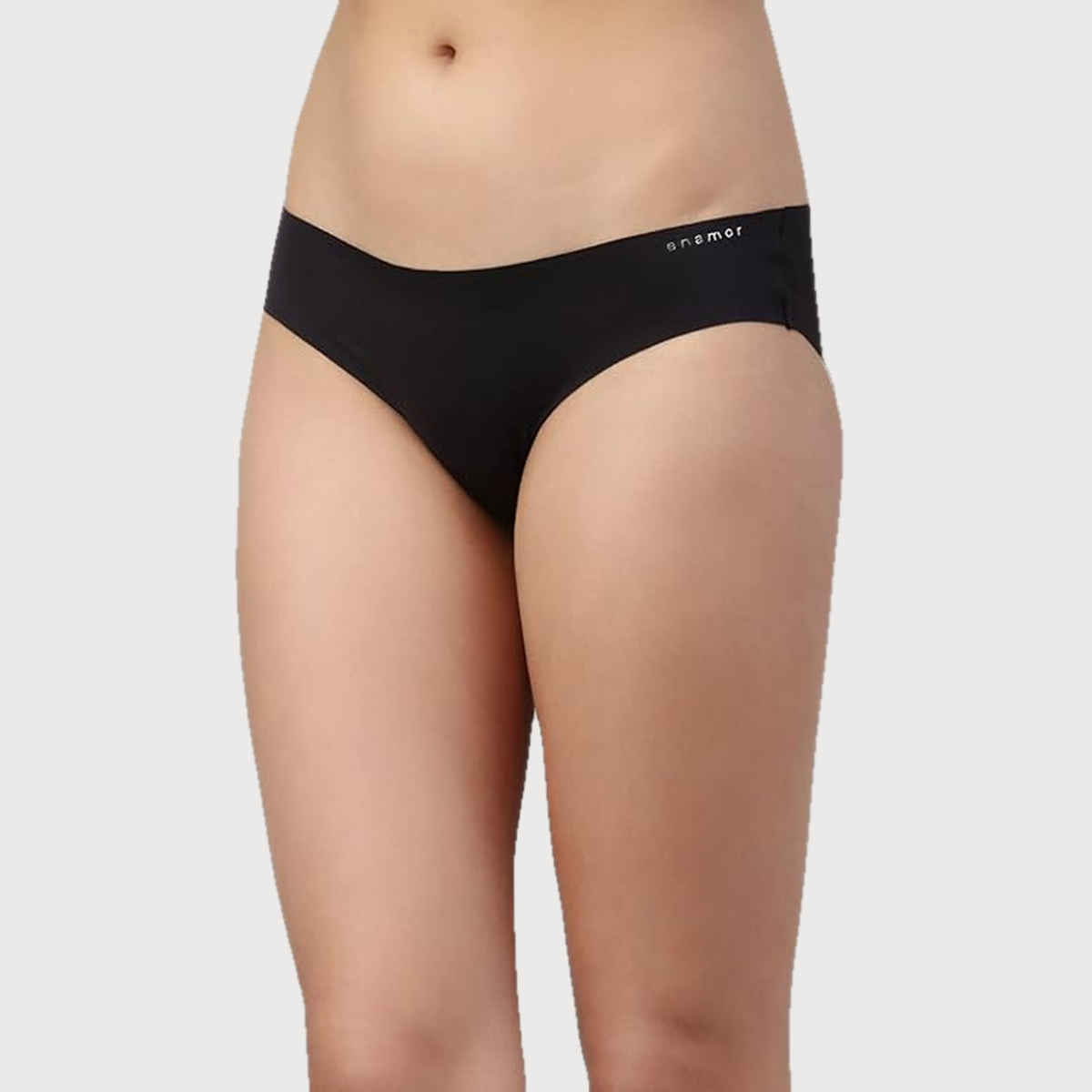 Enamor Women's PB40 100% Cotton Crotch Bikini Panty|Low Waist | Jet Black-S