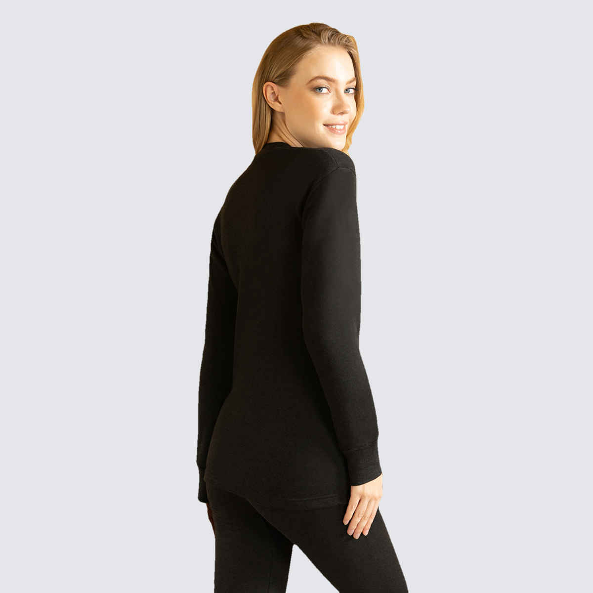 Lux Cottswool Women's Thermal Set For Embrace Warmth and Style Black - 85CM