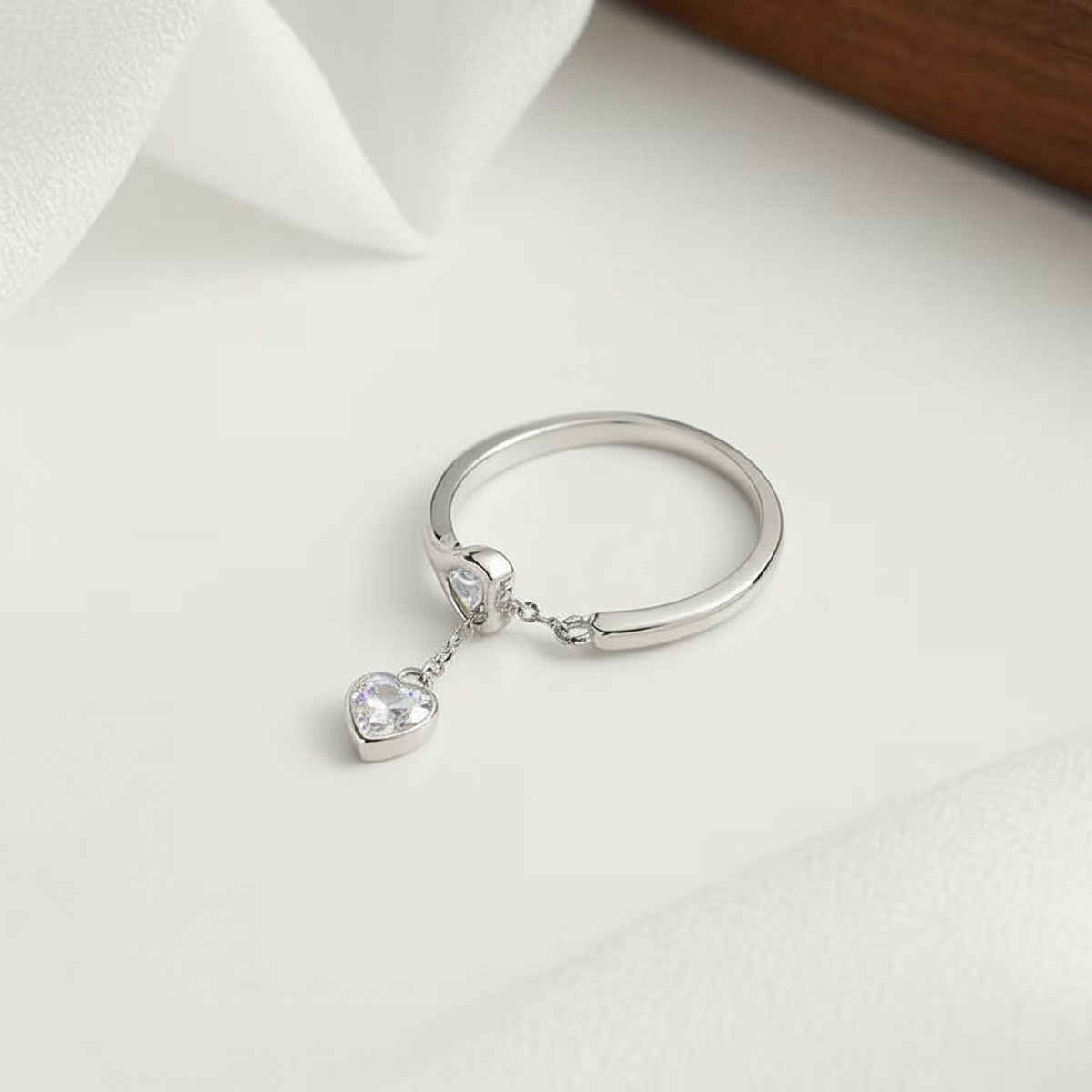 BeautyNX Heart Dangle Silver Ring | Silver | BNX-RNG-0019