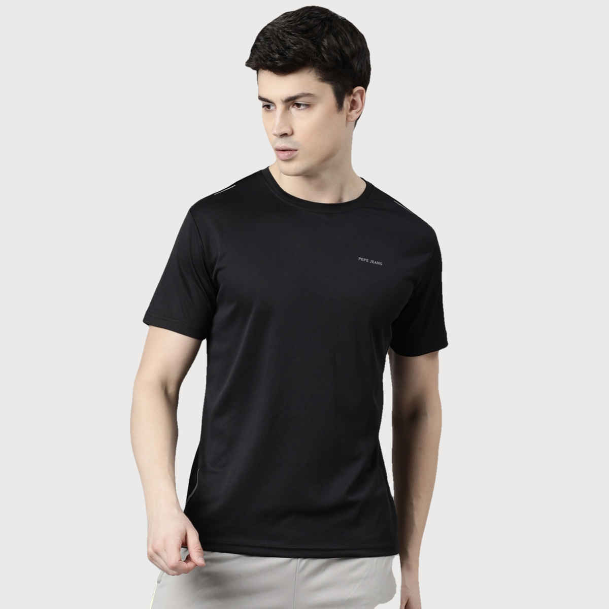 Pepe Jeans Mens Black Dry Fit T-Shirt  - Pack of 1 (XL) Comfort Fit, Soft Fabric, Breathable