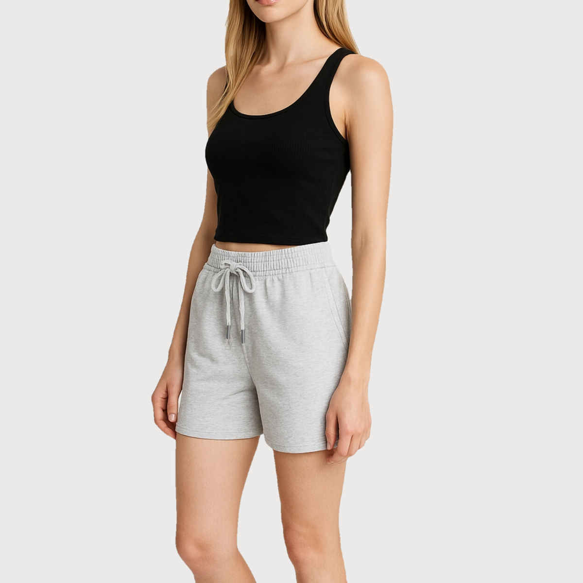 EQL Women's Pure Cotton Shorts | Light Grey Melange - XL