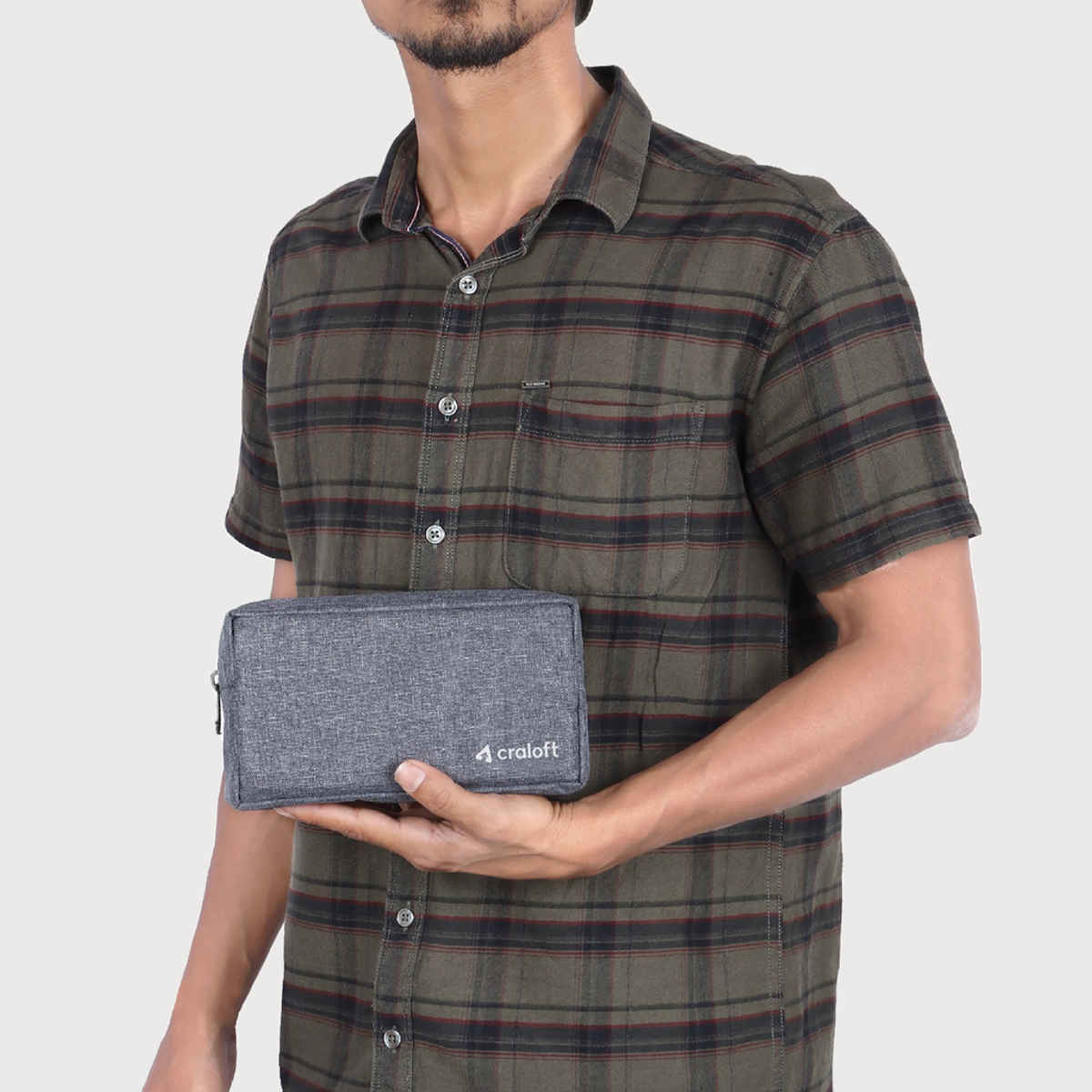 Craloft Polyester Gadget Charger Pouch/Travel Organizer Pouch for Cables/Hard Disk/Charger (Grey)