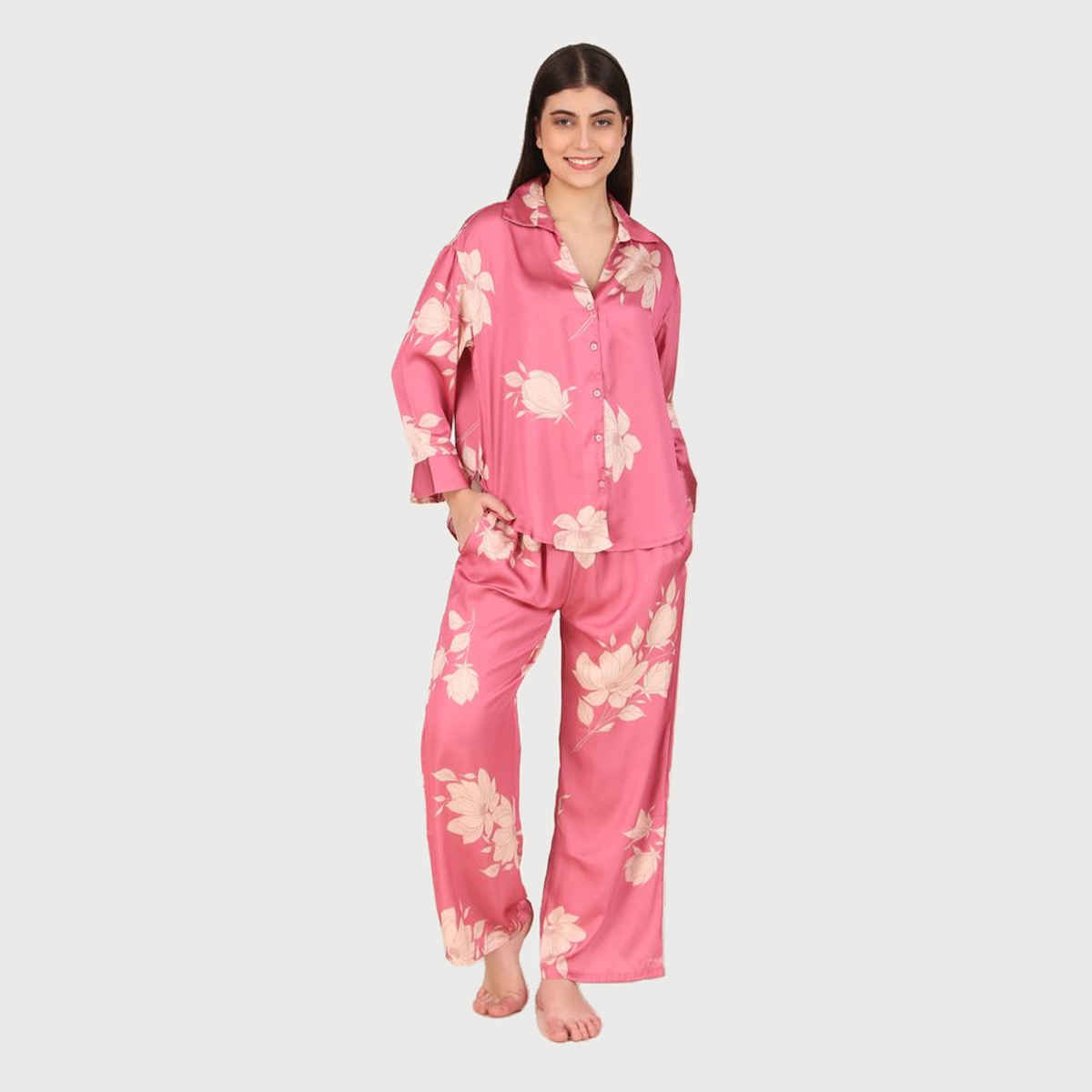 Masha Women's Candy Heart Light Pink Oversized Pajamas | Set | S