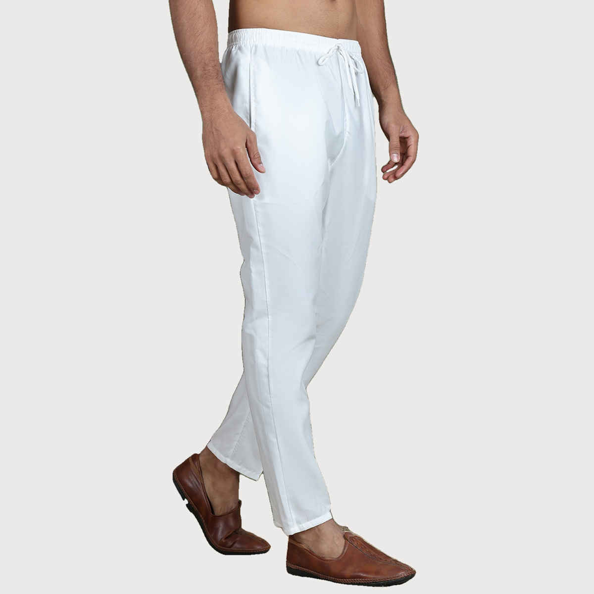 Jompers Men s Cotton Solid Pyjama ANKPJ 006 - White | 32