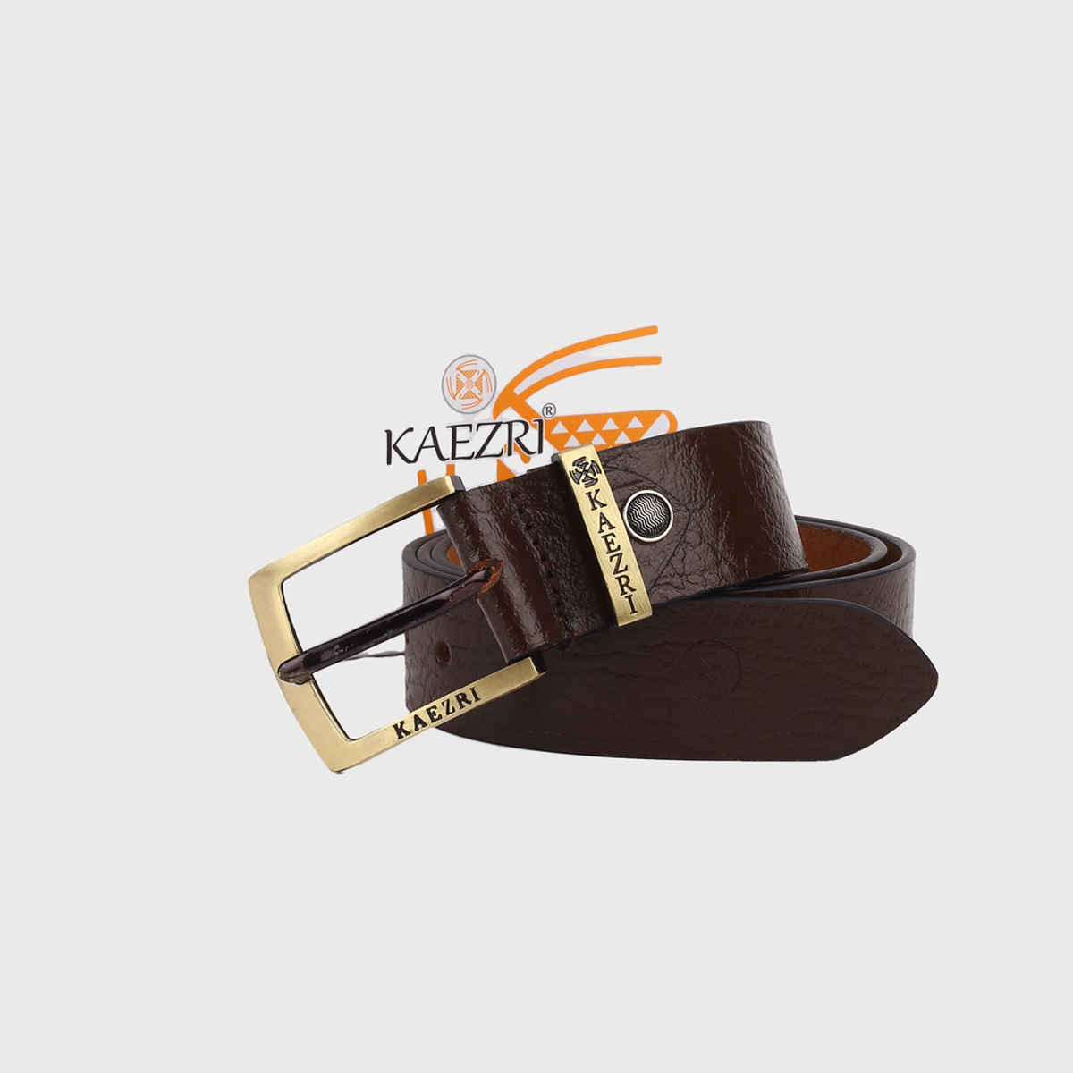 Kaezri Genuine Leather Brown Textured Belt for Men | Katabrcob - 34
