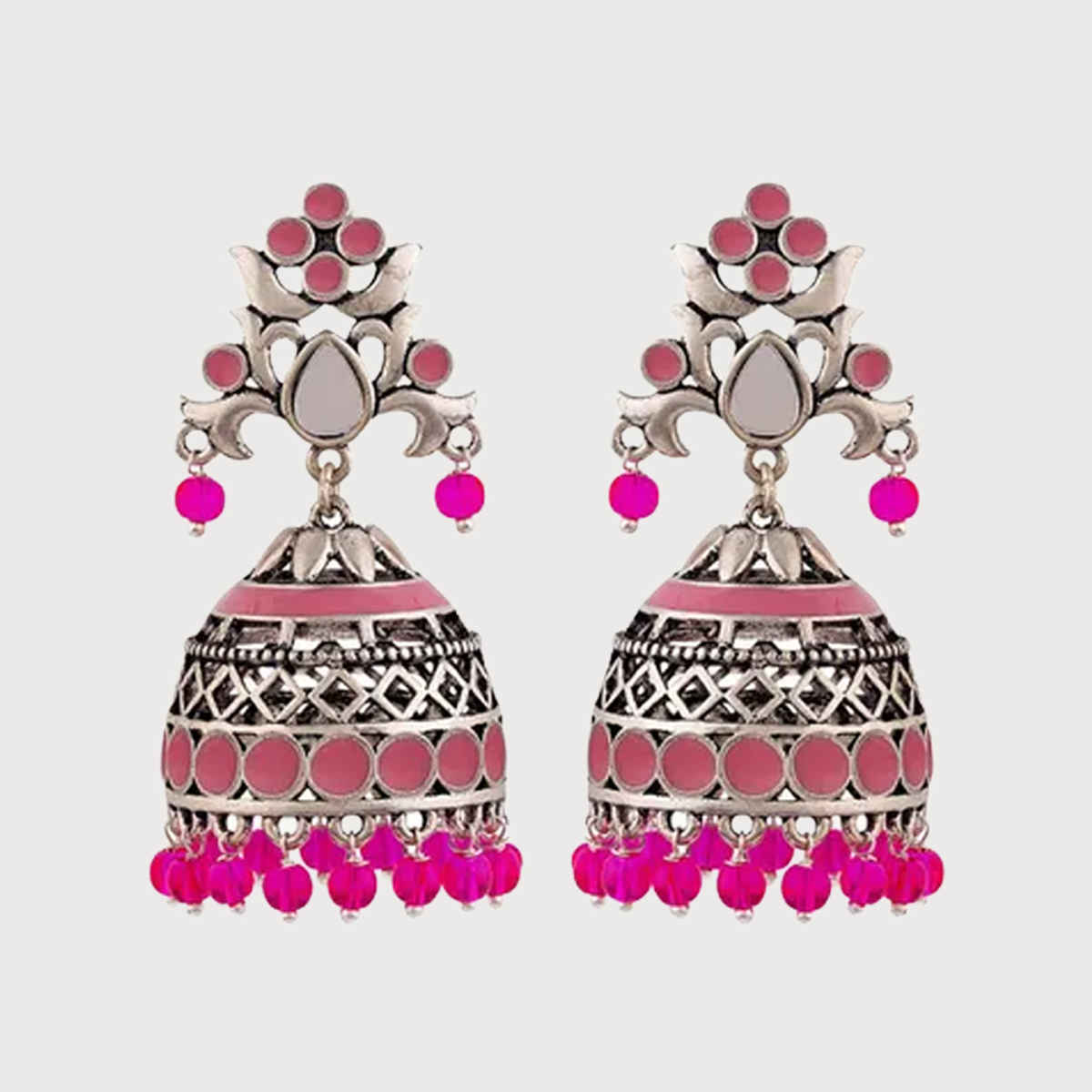 Voylla Rangabati Pink Embellisheds Jhumka Earrings