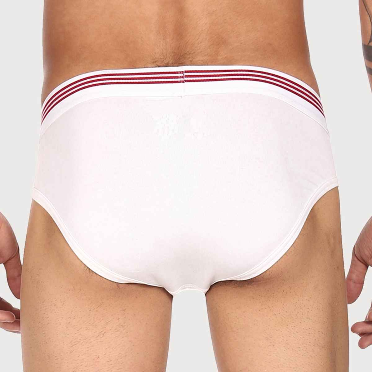 USPA Men Brief Underwear - Pack of 1 Cotton Spandex Brief - White - S