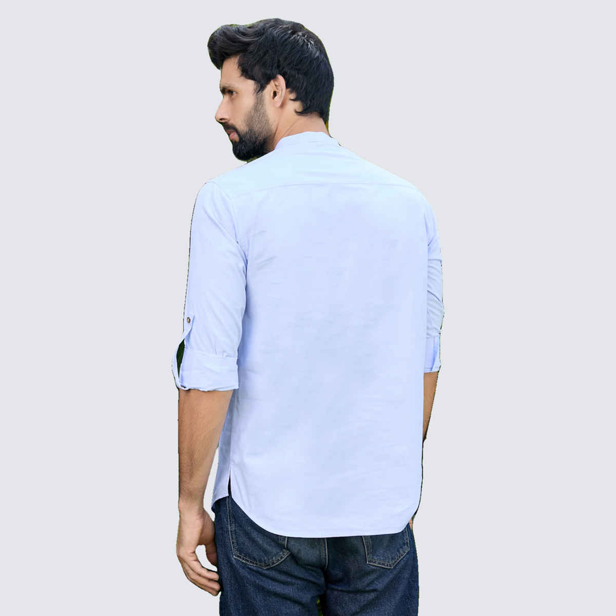 See Designs Men's Solid Cotton Short Kurta | Blue - XL