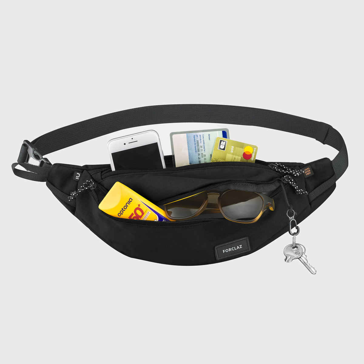 Decathlon | Unisex Polyester 2 L Waist Bag - Black