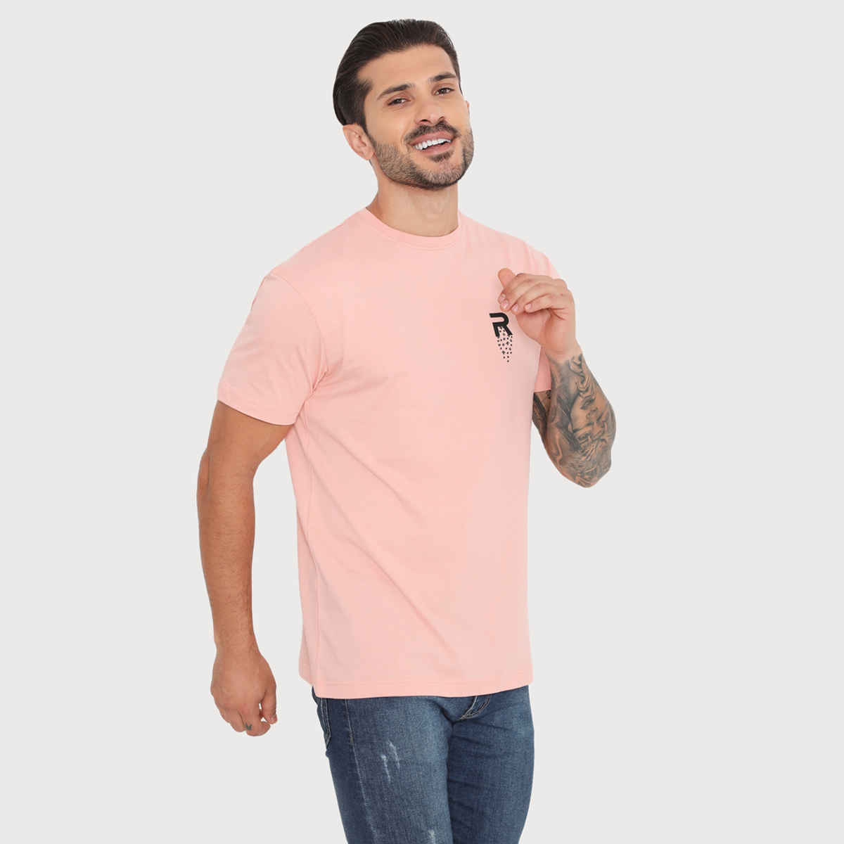 Rivolta Men's Round Neck T-Shirt | Peach 002 | XXL