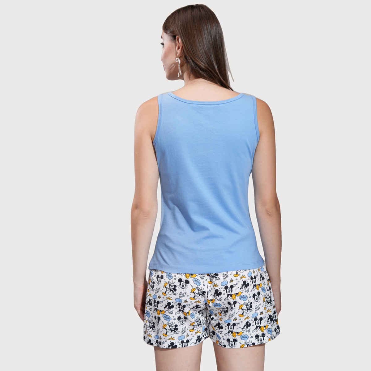 Tokyo Talkies Women's Disney Mickey Mouse Printed Sleepwear Co-Ord Set | Blue - L