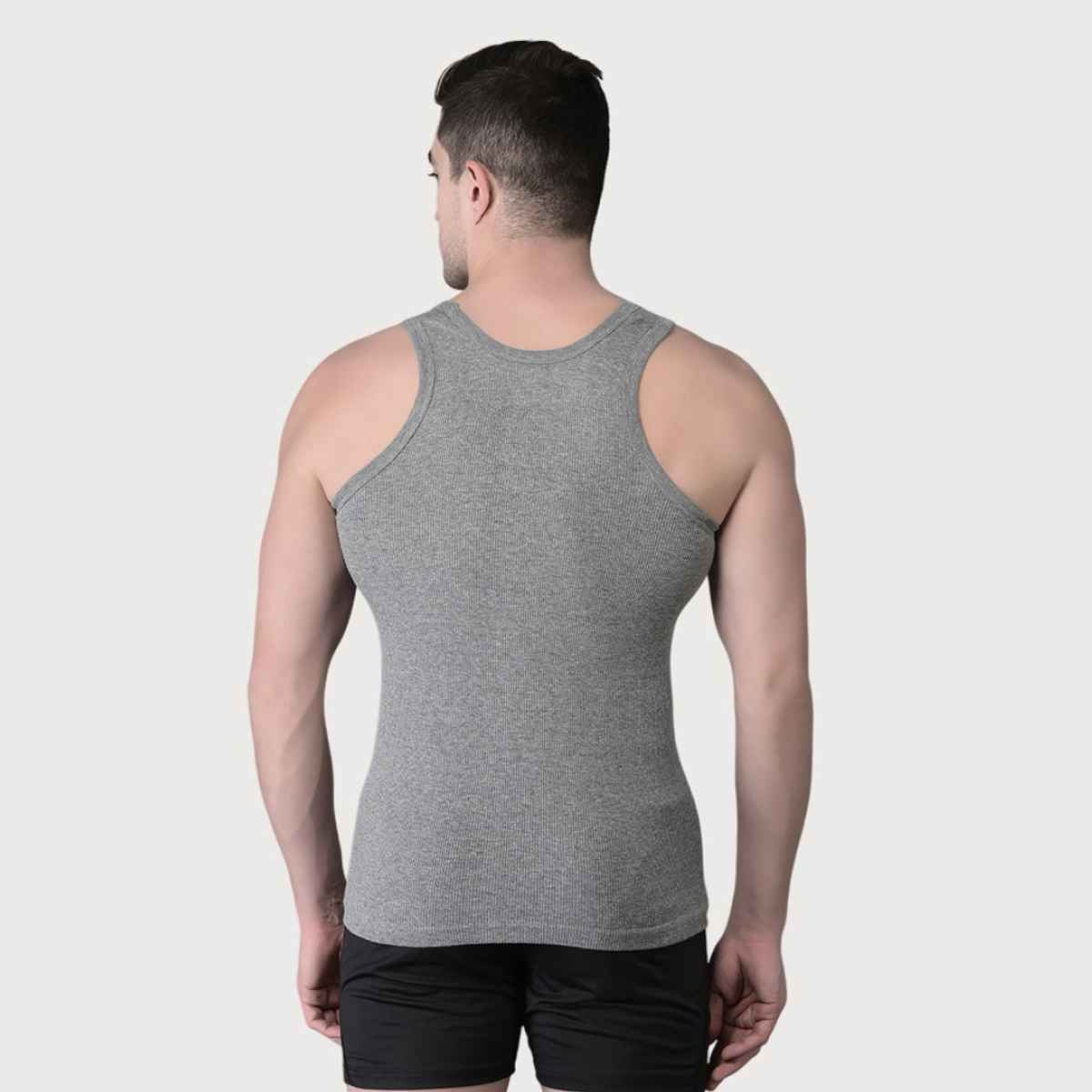 Dollar Bigboss Men's Grey Solid Combed Cotton Vest | Pack Of 2 - Grey Melange - XXL