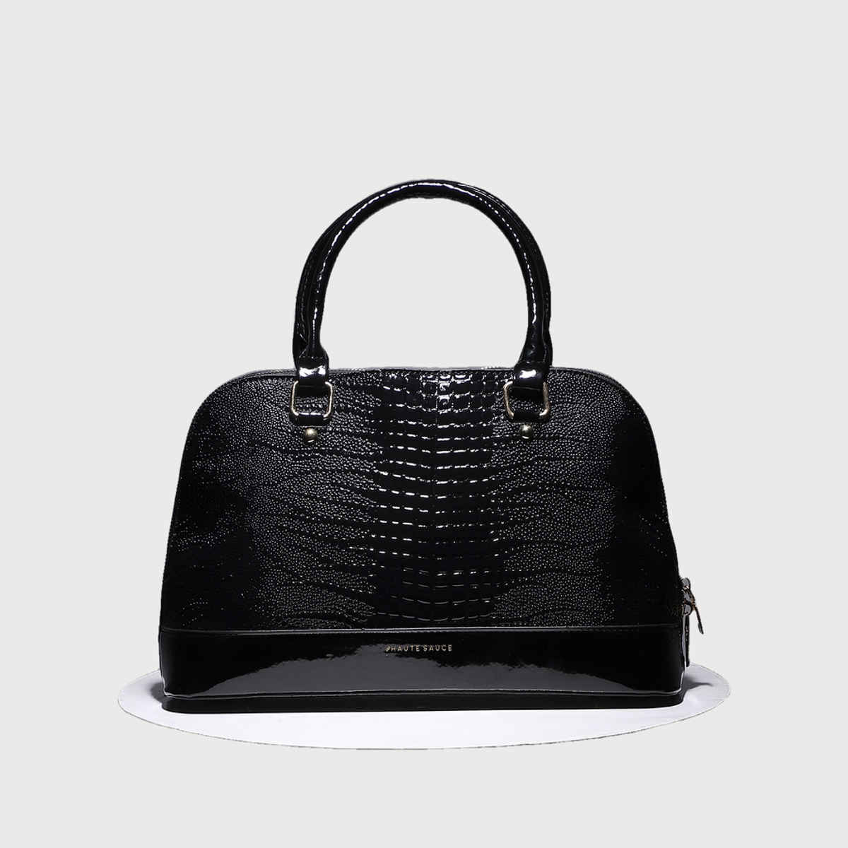 Haute Sauce Women's Textured Vegan Leather Top Handle Handbag | Black - One Size