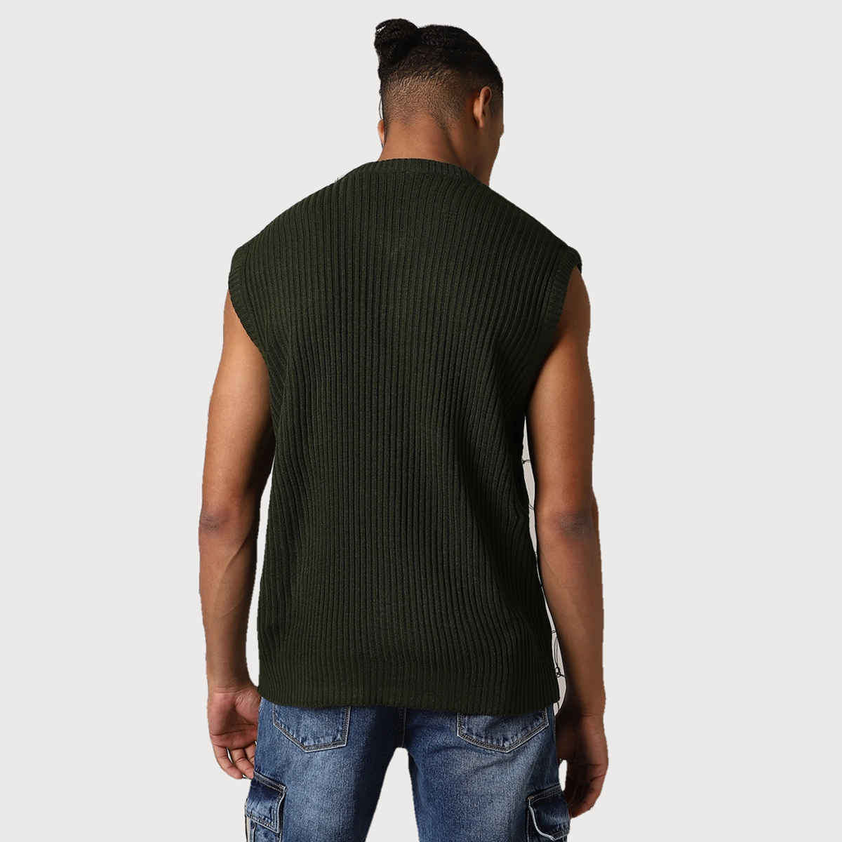 Hubberholme Men's V-Neck Sleeveless Vest Relaxed Fit Pullover | Carbon Black - M