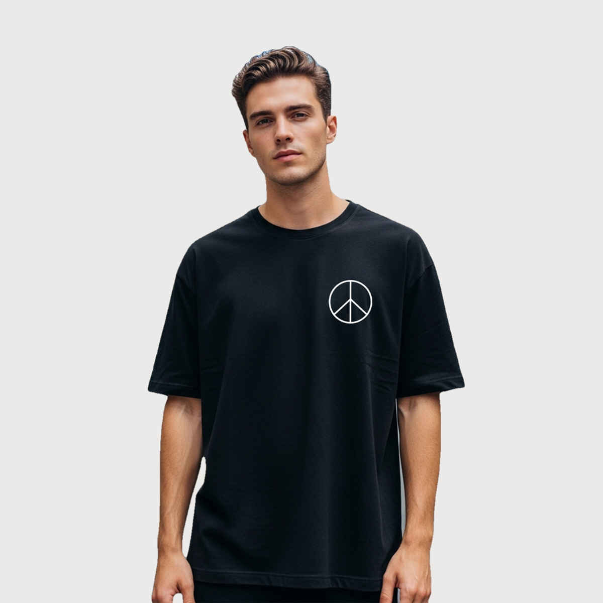 BENNY BROOKS Men's Round Neck half sleeve Oversized T-shirt |AA(ARN)BLACK217 | Black - L