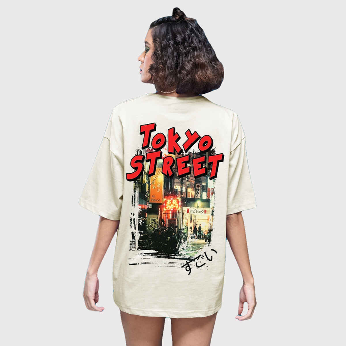 Smartees Women's Oversize Printed T-shirt | WW - 2028 | Skin - XL
