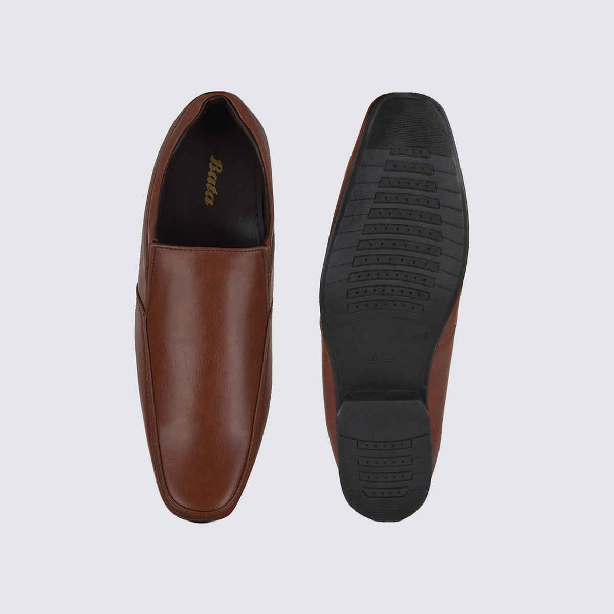 Bata Men's Slip-On Formal Shoes | Tan - UK 9
