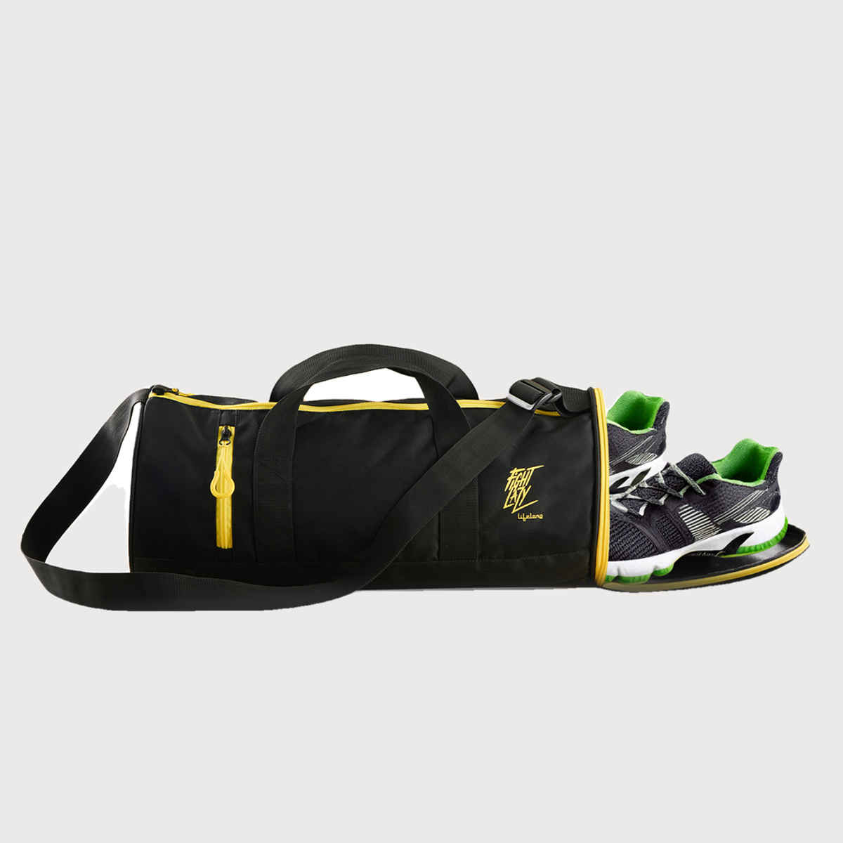 Lifelong Unisex Gym Bag with Adjustable Shoulder Strap | Black & Yellow