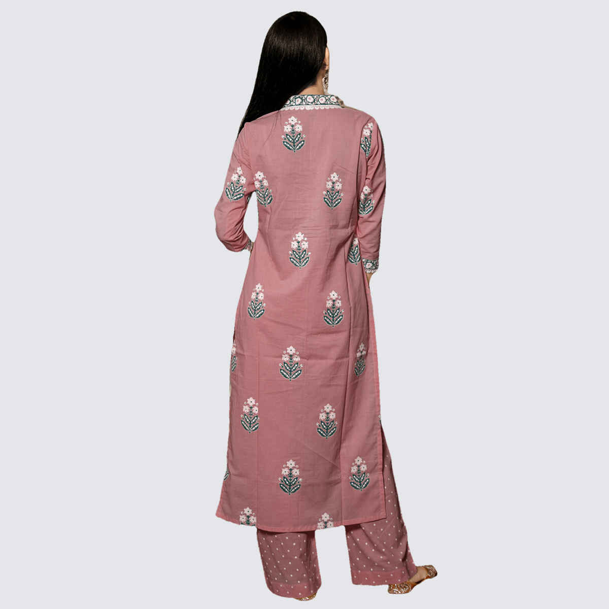 GoSriKi Women's Rayon Blend Straight Printed Kurta with Pant & Dupatta | BELAGAVI | Purple - S