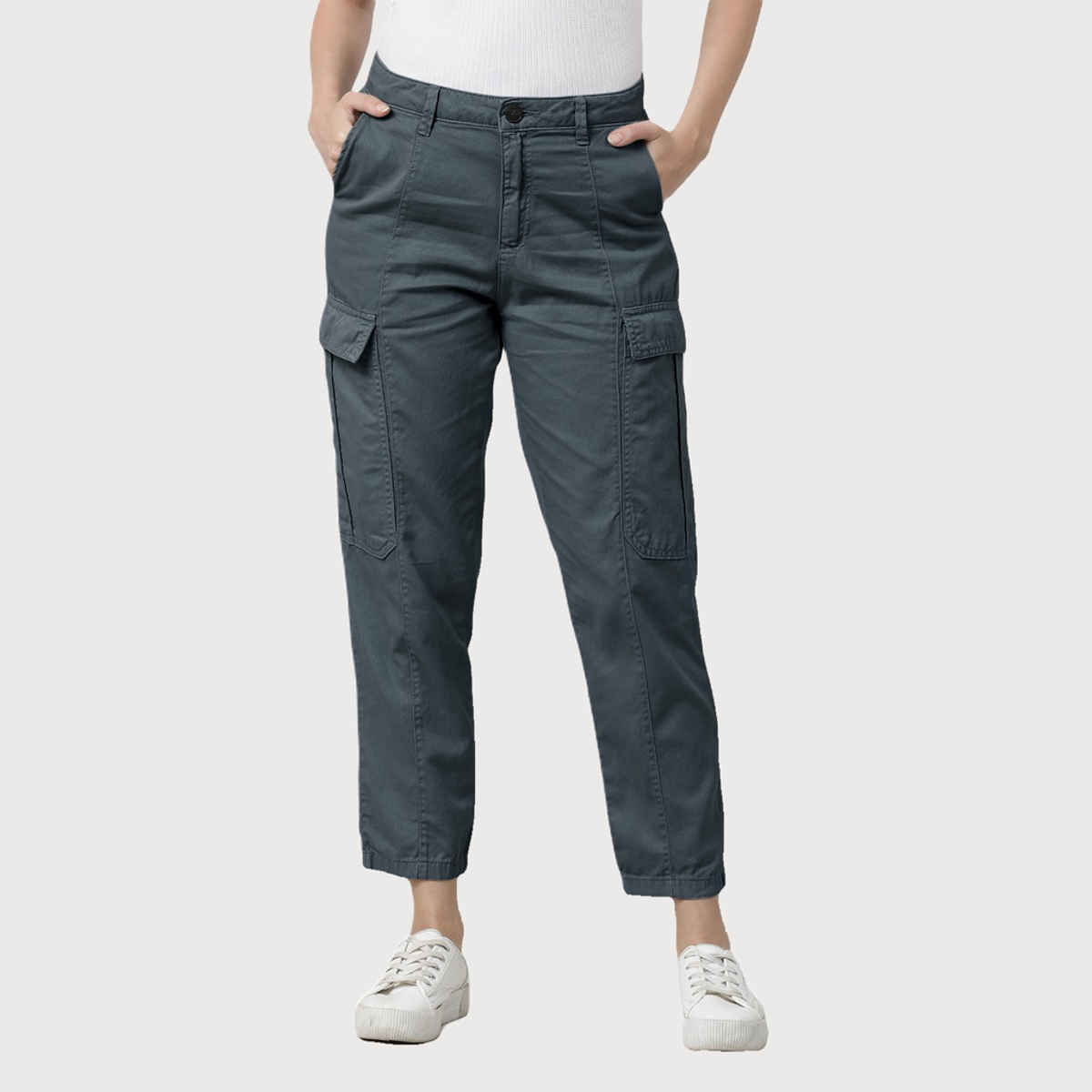 IVOC Women's Regular Cargo Trousers | Dark Grey - 28
