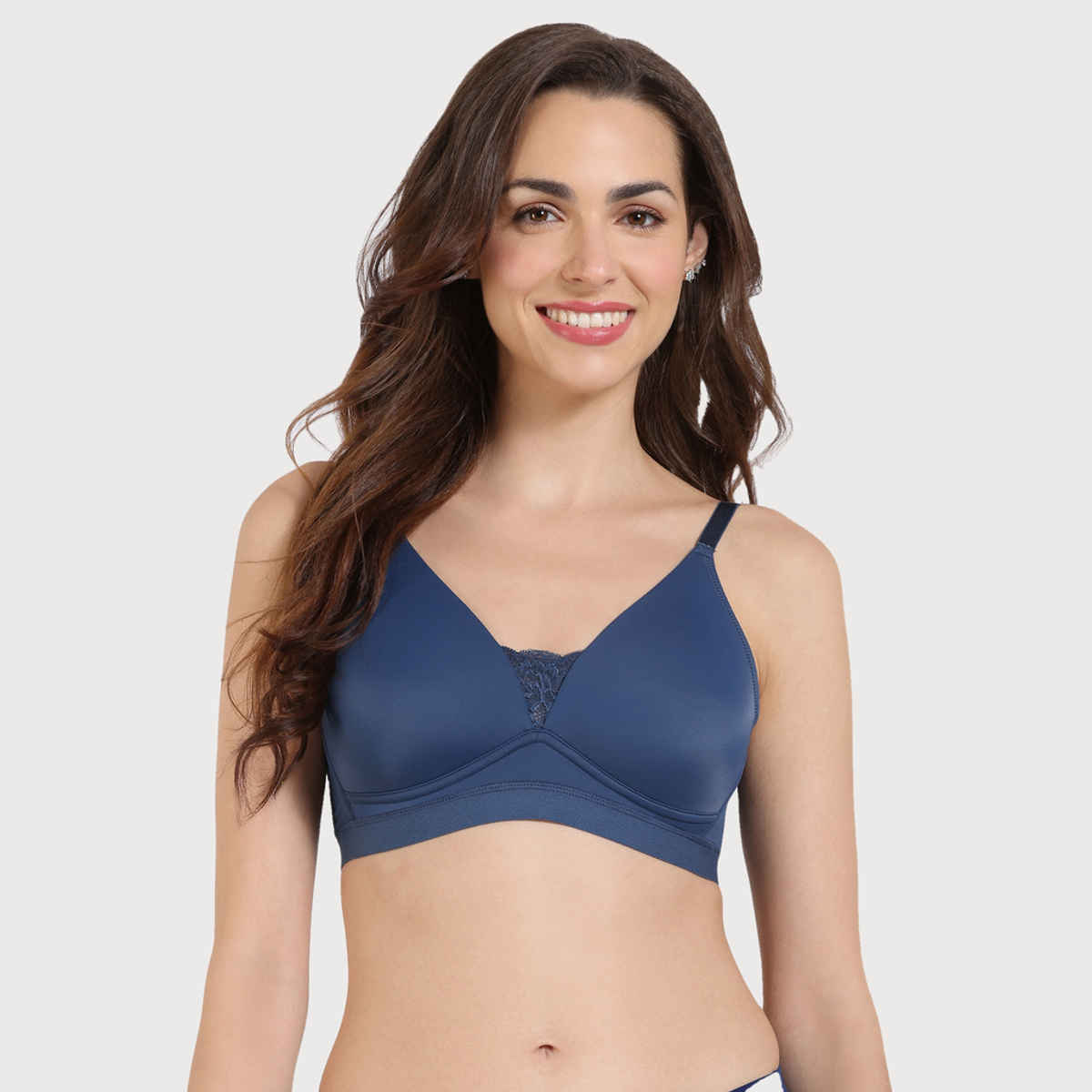 Zivame Women's Beautiful Basics Padded Non Wired 3/4Th Coverage T-shirt Bra | Blue - 32C