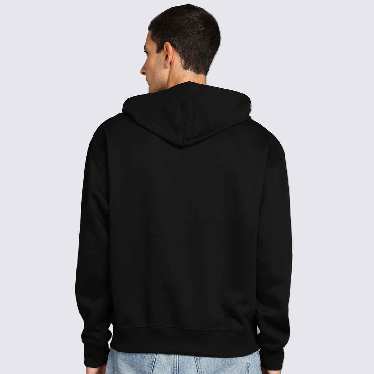Alan Jones Clothing Men's Cotton Blend Hooded Neck Loose Oversized Hoodie | Black - L