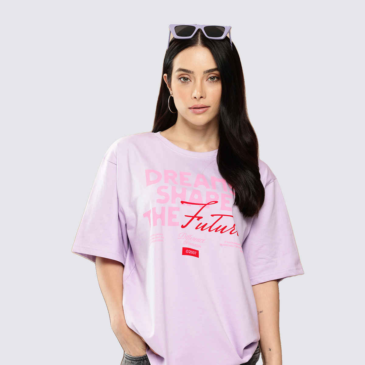 Difference Of Opinion Women's Short Sleeve Oversized Printed T-shirt | Lavender - L