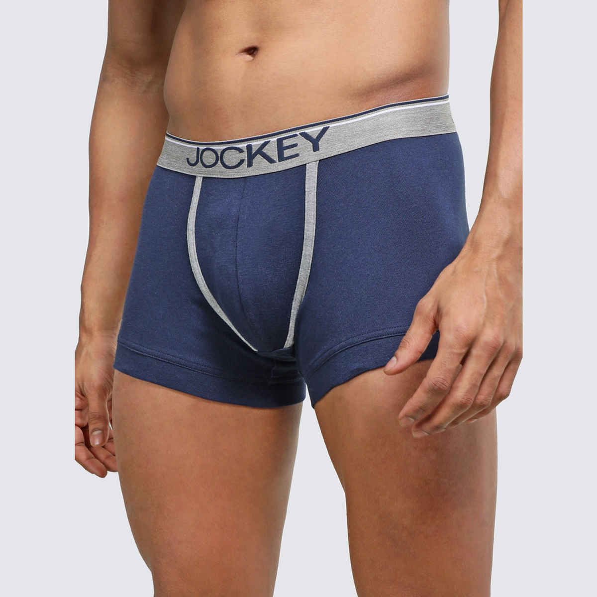 Jockey 8015 Men's Super Combed Cotton Rib Underwear Solid Trunk|Ultrasoft Waistband | Navy-S