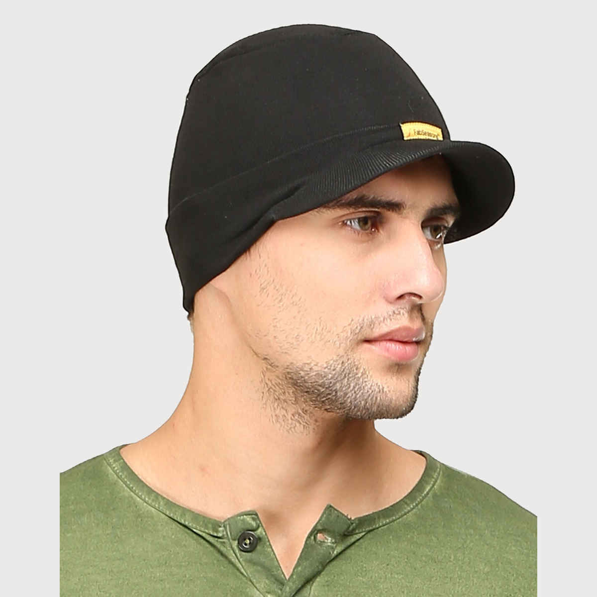 Fabseasons Unisex Solid Cotton Skull Cap | Black - Free Size
