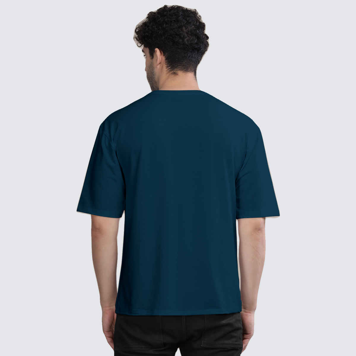 Bullmer Men's Oversized T-shirt Front Printed | Petrol Blue | M