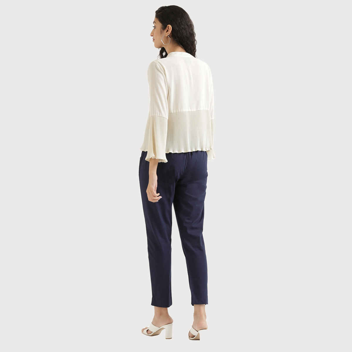 Saadaa Women Cotton Pant Regular Slim Fit Trouser | Navy Blue | L