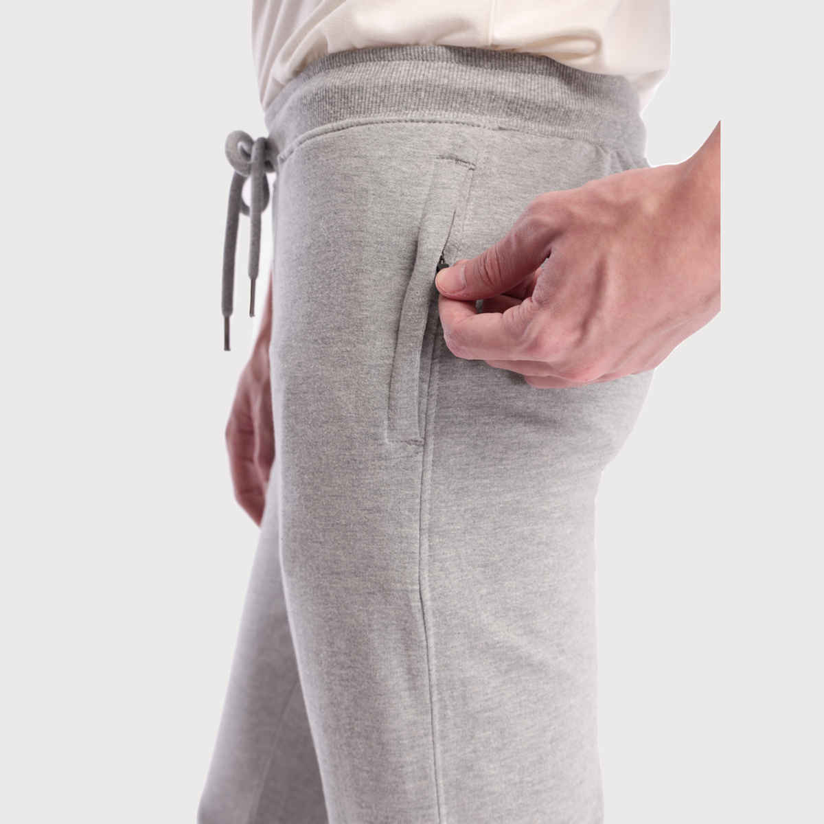 Nobero Men's Zip Pocket Joggers | Grey Melange - M