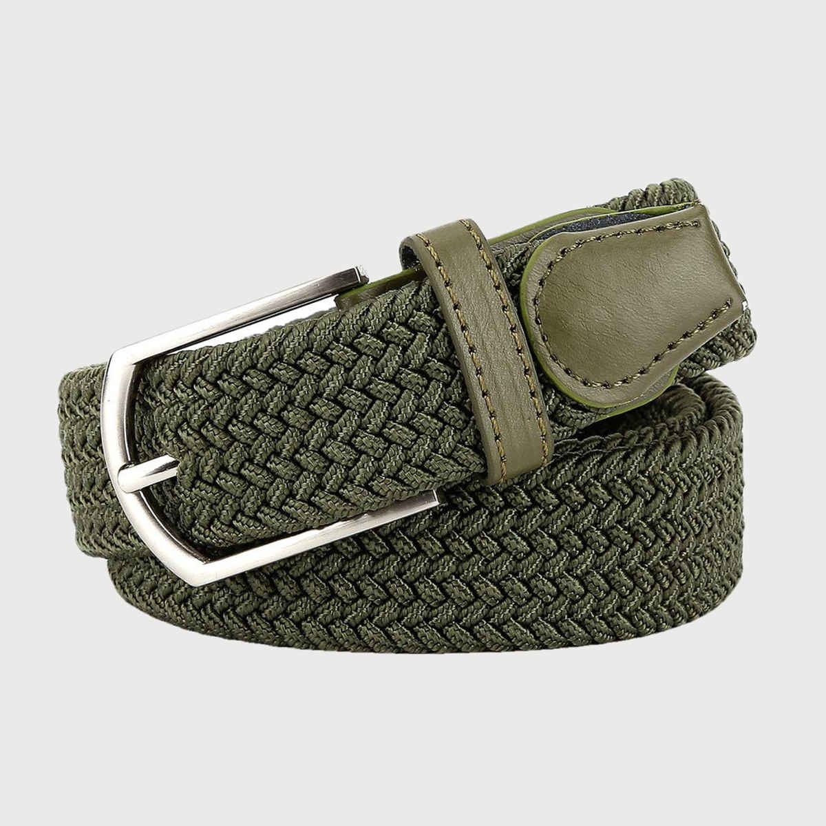 Zoro Unisex Solid Woven Fabric Belt | Green - Free Size