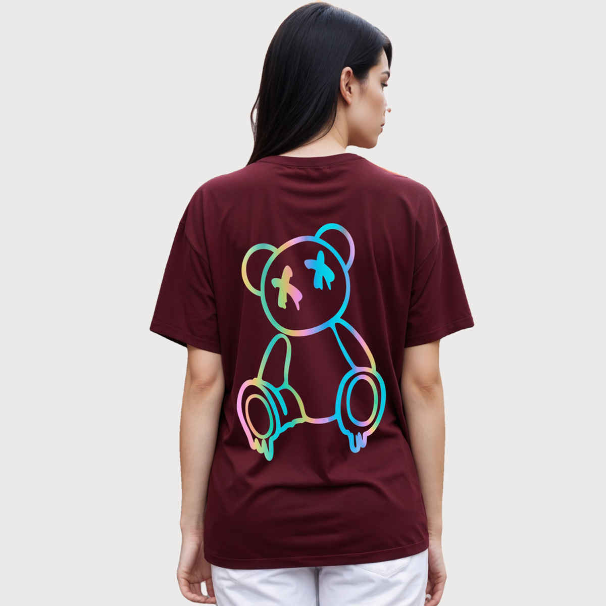 Smartees Womens Oversize Printed T-shirt | WW - 2042 | Maroon - S