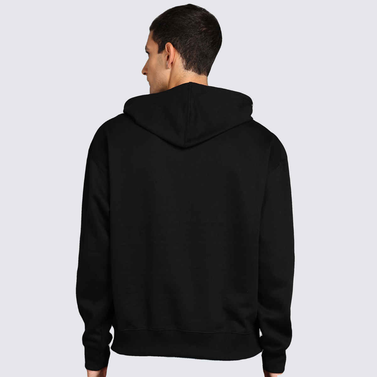 Alan Jones Clothing Men's Cotton Blend Hooded Neck Loose Oversized Hoodie | Black - M