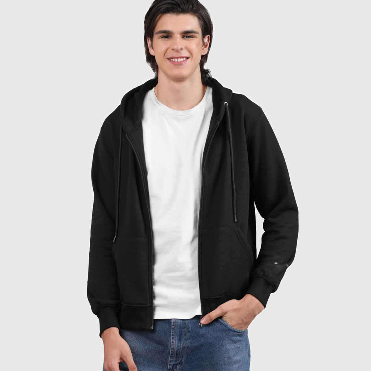 FREECULTR Men's Zipper | Cotton Fleece | Relaxed Fit Hoodie - Black - L