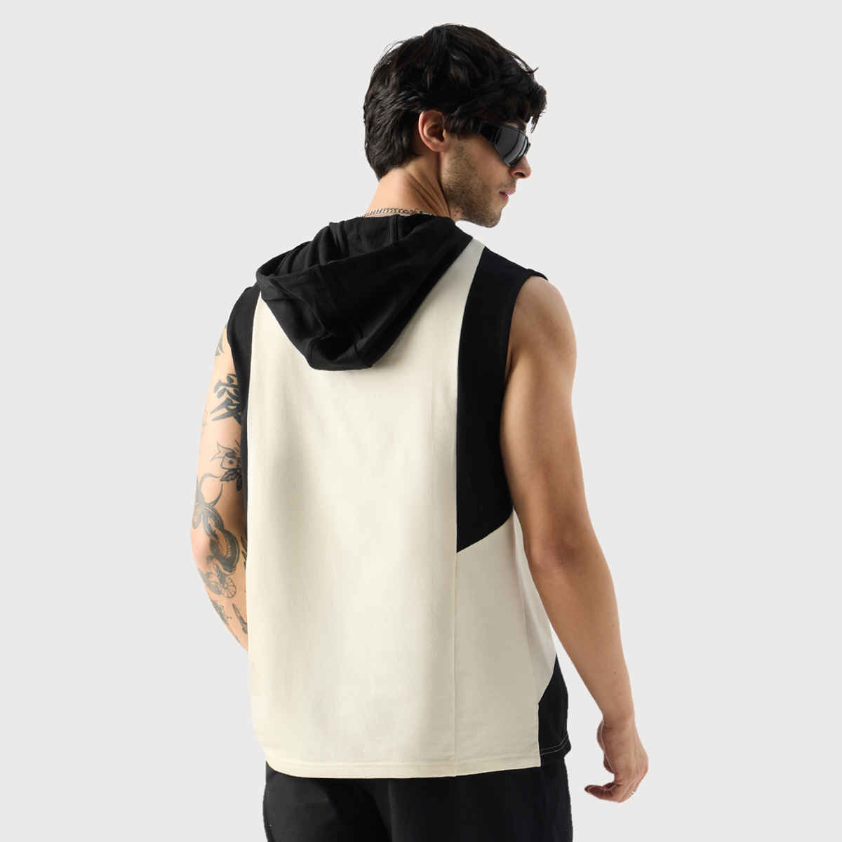 The Souled Store Men's Regular Solids- Black | Colourblock Hooded T-shirts | S