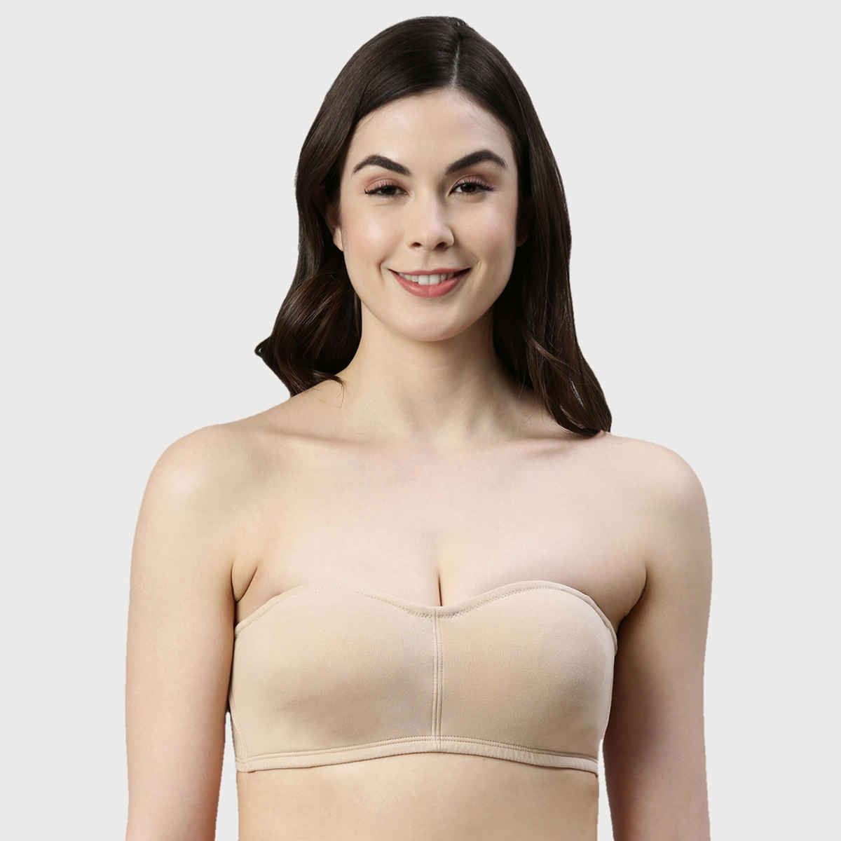 Enamor Women's A019 Perfect Shaping Cotton Strapless Bra | Non Padded | Wirefree | Skin - 32B