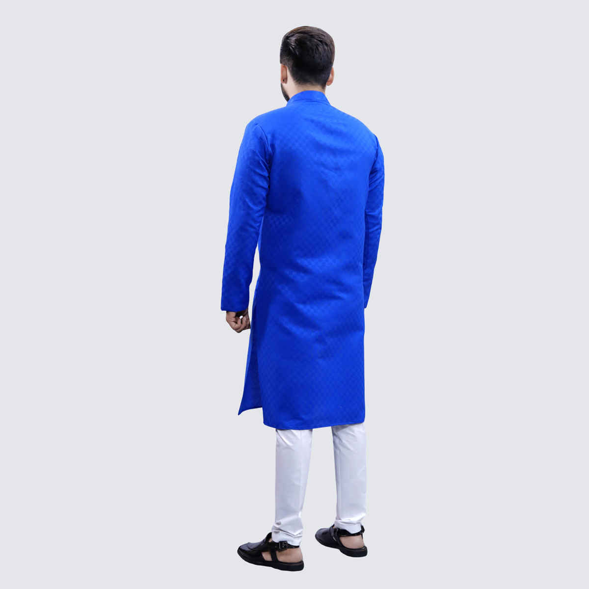 Tibra Collection Men Kurta - Blue | Block Pattern | Cotton Blend | XXL